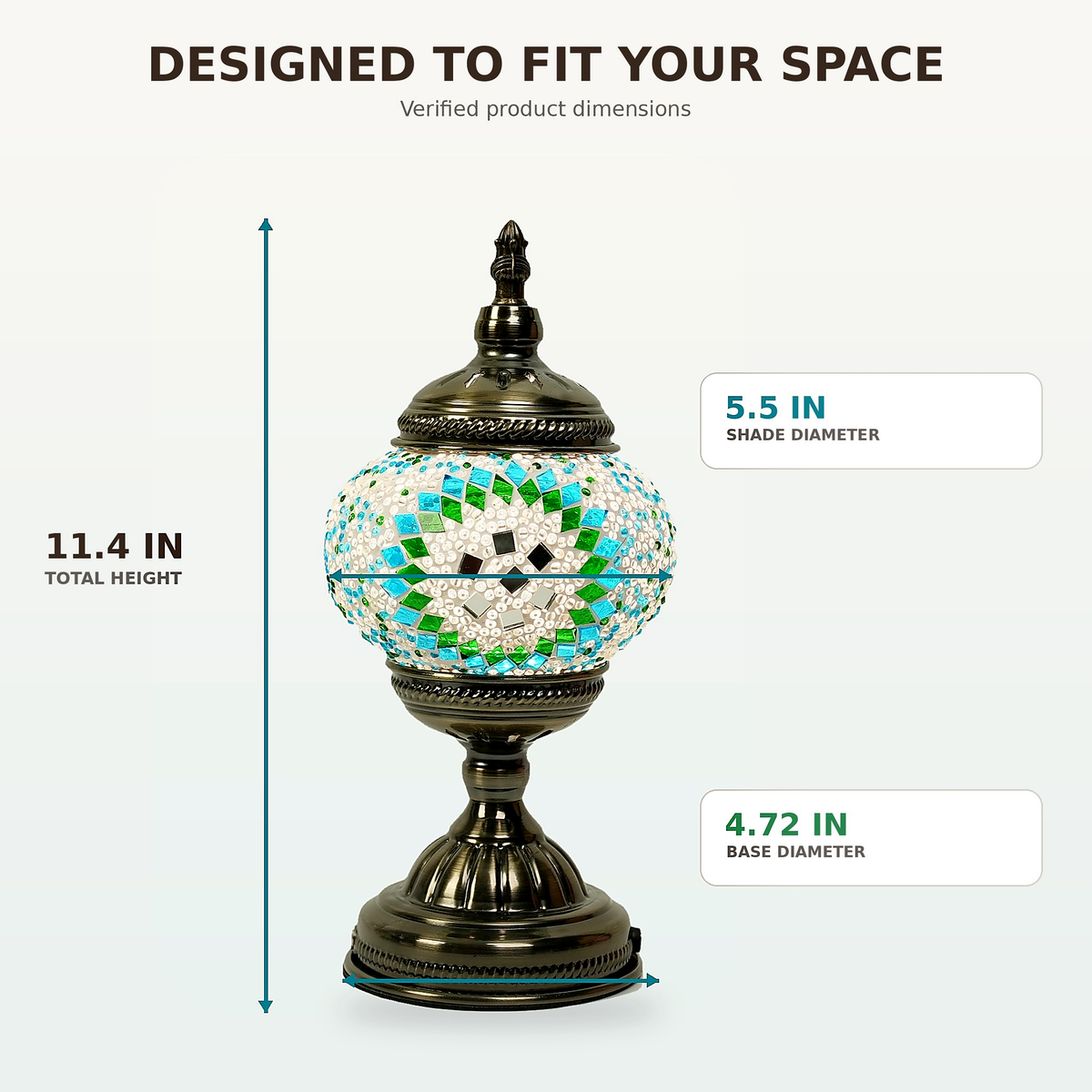 MEHOOM DIY Turkish Mosaic Lamp Kit, Rechargeable Bedside Table Lamp with 3 Color Temperatures and Stepless Dimming, Moroccan Boho Craft Kit for Adults, Classic Green