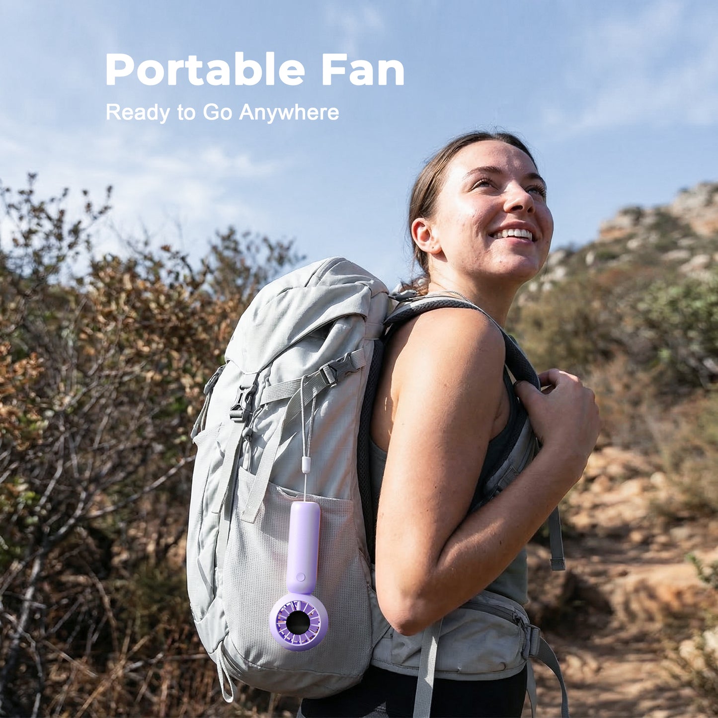 MEHOOM Mini Portable Fan, Rechargeable 4000mAh Small Personal Fan with 5 Speeds, Air Turbo Handheld Fan for outdoor indoor,Travel, Makeup, Eyelash, Kids & Women, Purple