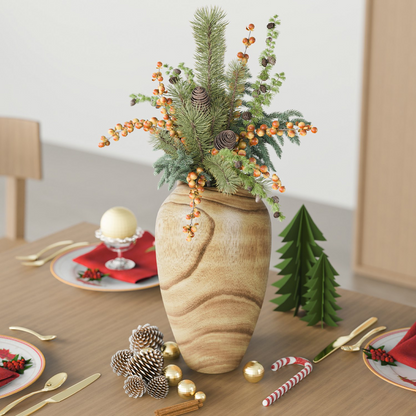XGVGI Wooden Flower Vase, Farmhouse Vase Decor with Glass Liner, Rustic Decorative Vase for Table, Shelf, Entryway