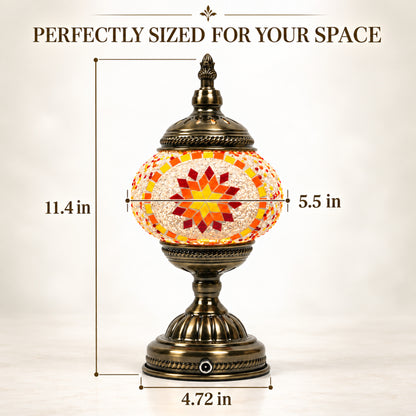 MEHOOM DIY Turkish Mosaic Lamp Kit, Rechargeable Bedside Table Lamp with 3 Color Temperatures and Stepless Dimming, Moroccan Boho Craft Kit for Adults, Classic Orange