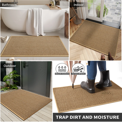 MEHOOM 32"x48" Jute Indoor Outdoor Fall Large Front Door Mat, Washable Non-Slip Welcome Mat for Bathroom, Kitchen, Entryway