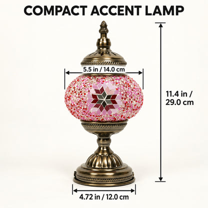 MEHOOM DIY Turkish Mosaic Lamp Kit, Rechargeable Bedside Table Lamp with 3 Color Temperatures and Stepless Dimming, Moroccan Boho Craft Kit for Adults, Classic Pink
