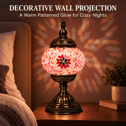 MEHOOM DIY Turkish Mosaic Lamp Kit, Rechargeable Bedside Table Lamp with 3 Color Temperatures and Stepless Dimming, Moroccan Boho Craft Kit for Adults, Classic Pink