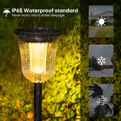 MEHOOM Solar Landscape Lights Outdoor, 4 Pack Warm White & Cool White Solar Pathway Lights, Waterproof LED Solar Garden Lights for Yard, Lawn, Walkway, Patio