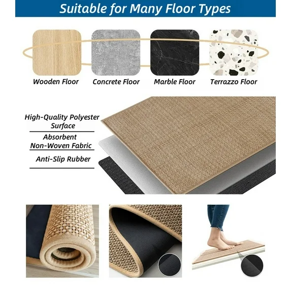 XGVGI 17"x59" Jute Runner Rug Clearance, Washable Non-Slip Rug for Hallway, Kitchen, Entryway