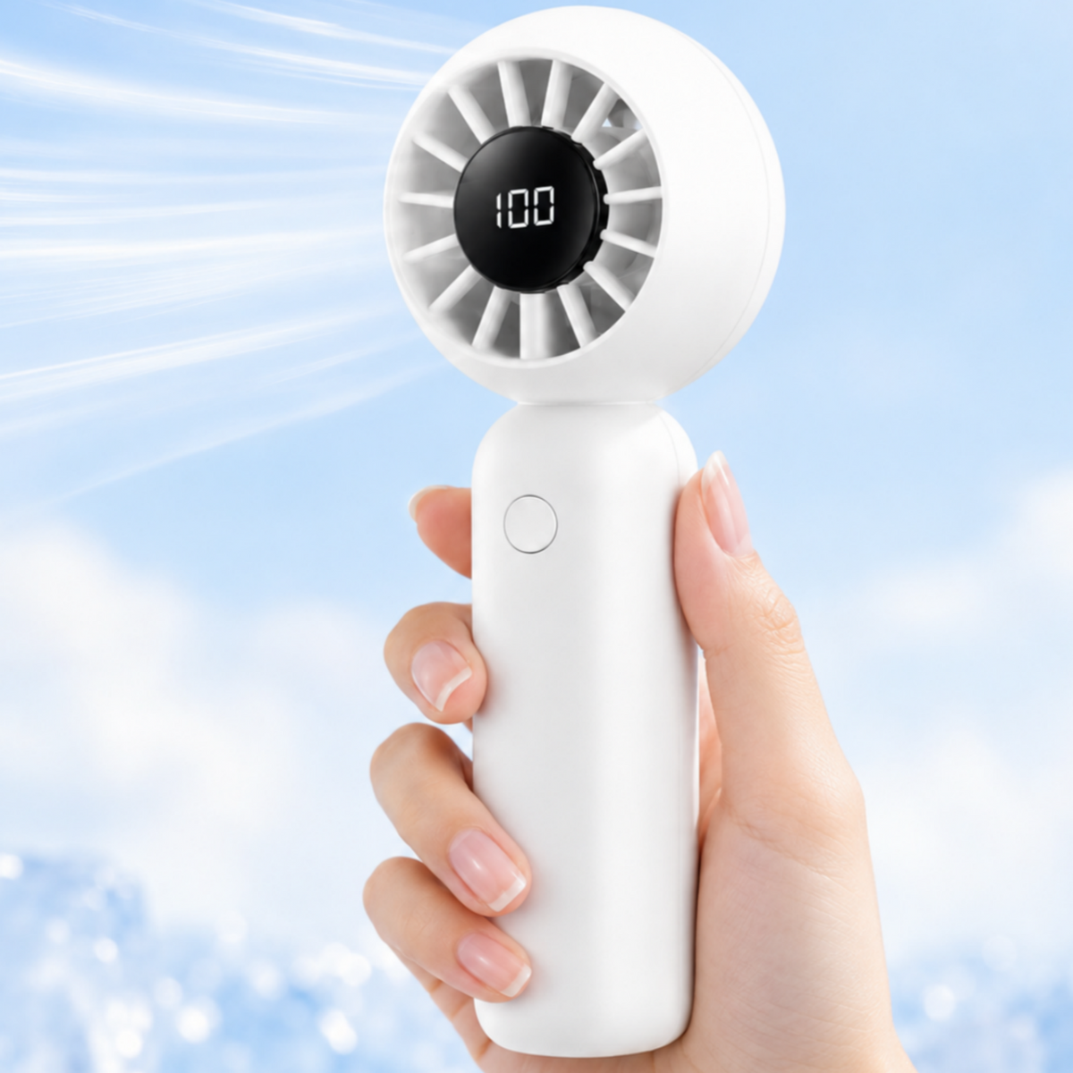Portable Handheld Mini Fan, Rechargeable 4000mAh Small Personal Fan with 5 Speeds, Air Turbo Portable Fan for Outdoor Indoor, Travel, Makeup, Eyelash, Kids & Women, White