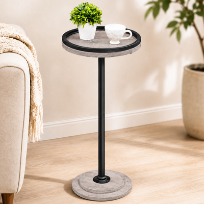 MEHOOM Round Side Table, White Drink Table for Small Spaces, Modern Accent End Table for Living Room, Bedroom