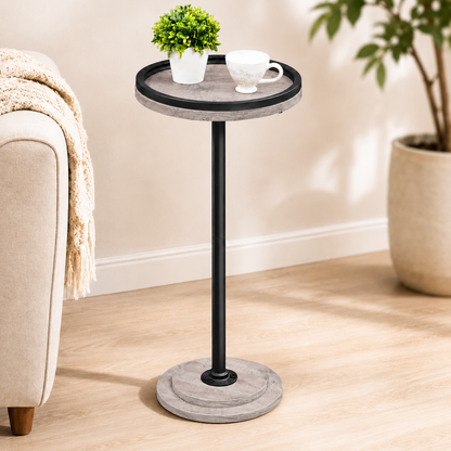 MEHOOM Round Side Table, White Drink Table for Small Spaces, Modern Accent End Table for Living Room, Bedroom