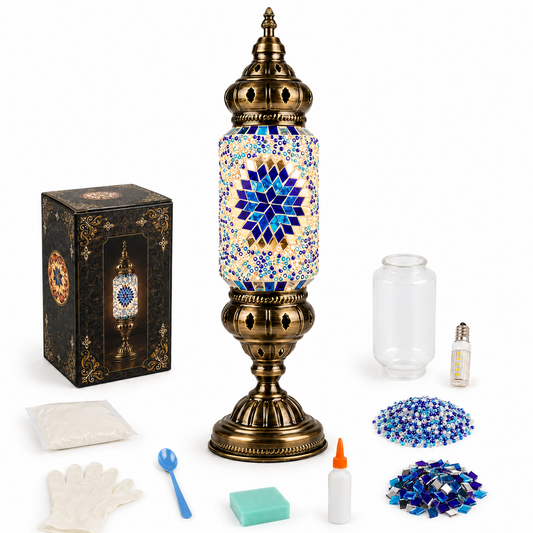 MEHOOM DIY Mosaic Lamp Kit,Turkish Crafts Kit for Adult,Moroccan Decor, Perfect Gift for Her or Him