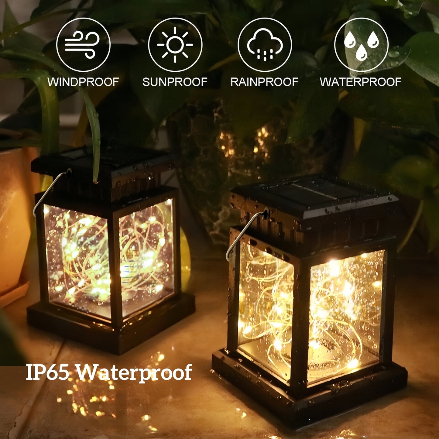 MEHOOM Outdoor Solar Lanterns 4 Pack, Waterproof Hanging Lights with Ground Stake, Retro Palace Design Warm White LED Solar Lights for Patio, Garden, Yard, Tabletop & Landscape Decor
