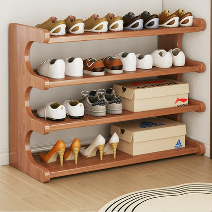 MEHOOM 4 Tier Bamboo Shoe Rack Organizer for Closet, Entryway, Dorm, Garage, Sturdy Shoe Storage Shelf, 28"x11"x20" (Natural)