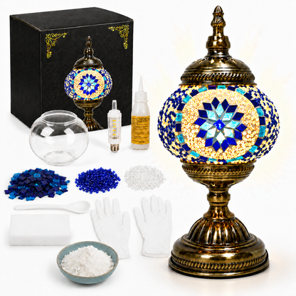 MEHOOM Classic DIY Mosaic Lamp Kit,Turkish Crafts Kit for Adult,Moroccan Decor, Perfect Gift for Her or Him