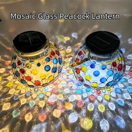 MEHOOM 2 Pack Mosaic Glass Ball Solar Lanterns, Decorative Solar Powered Outdoor Lights, Waterproof Solar Garden Lights, for Patio Lawn Yard