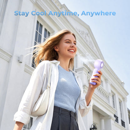 MEHOOM Mini Portable Fan, Rechargeable 4000mAh Small Personal Fan with 5 Speeds, Air Turbo Handheld Fan for outdoor indoor,Travel, Makeup, Eyelash, Kids & Women, Purple