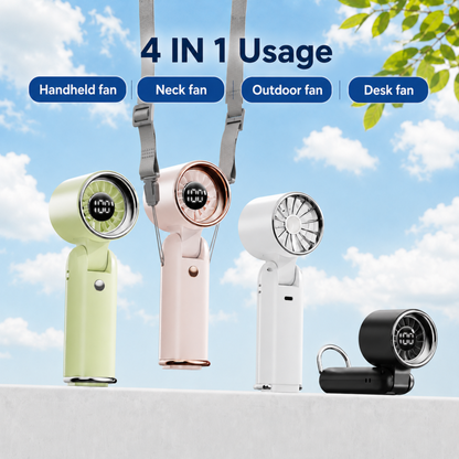 MEHOOM Air Turbo Mini Personal Fan, 3 IN 1 5000mAh Rechargeable Outdoor Portable Fan with Flashlight, 180° Adjustable, 100 Speed, Small Handheld Fan for Outdoor Indoor, Travel, Beach (White)