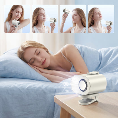 MEHOOM Ice Cooling Clip-On Fan Portable - 360° Rotation, Mini Car Air Conditioner Fan with LED Display, Up to 12H ,USB Rechargeable Personal Fan with 5-Speed, Hands-Free Fan for Cars Work Outdoor Tra