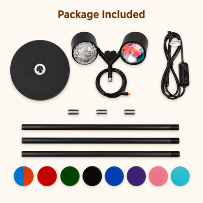 MEHOOM  Double-Headed Floor Lamp , 360°Rotating Sunset Lamp Ambiance Comes with 7 Color Swatches,  Modern Floor Stand Night Light for Living Rooms, Bedrooms & Offices