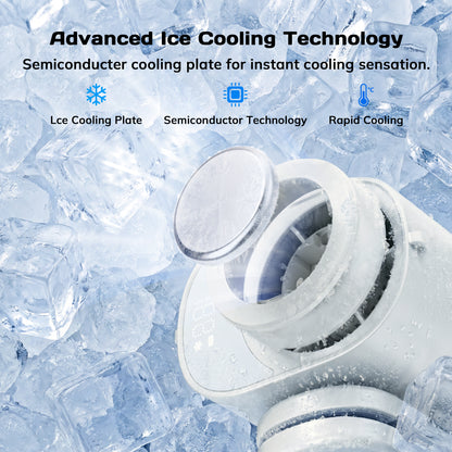 MEHOOM Ice Cooling Clip-On Fan Portable - 360° Rotation, Mini Car Air Conditioner Fan with LED Display, Up to 12H ,USB Rechargeable Personal Fan with 5-Speed, Hands-Free Fan for Cars Work Outdoor Tra
