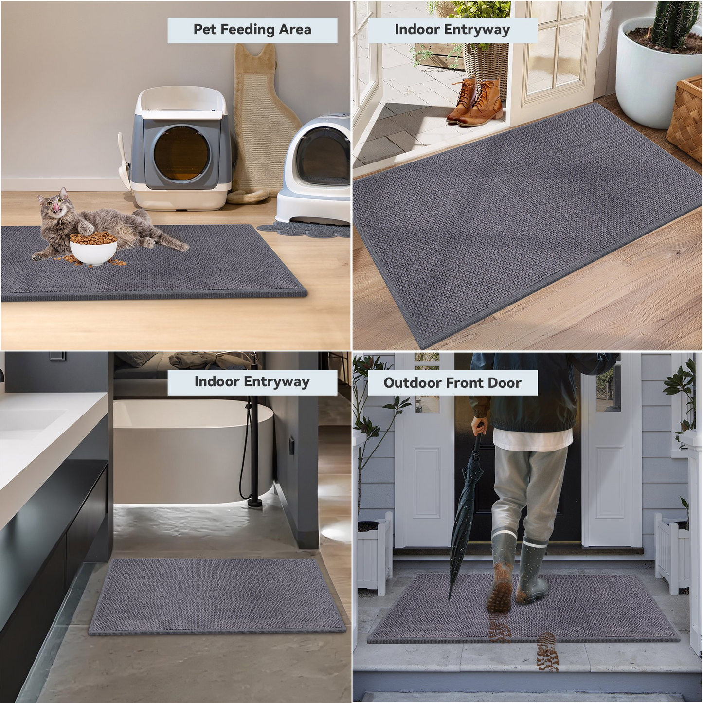 MEHOOM 32x48 Inch Front Door Mat, Indoor Outdoor Entrances, Dirt-Resistant, Low Profile, Easy Clean, Anti-Slip Doormat, Multi-Functional Welcome Mat for Garden, Balcony, Porch, Entryway
