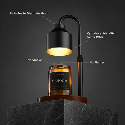 MEHOOM Black Metal Candle Warmer Lamp with Dimmer Timer, Adjustable Height Warmer for Jar Candles, with 2 Bulbs, Home Decor Gifts for Bedroom Living Room