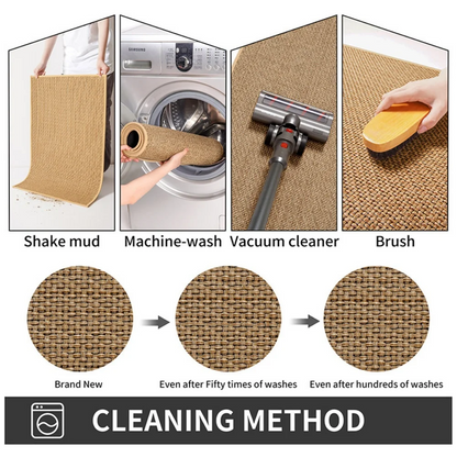 MEHOOM 18"x30" Jute Front Door Mat, Indoor Outdoor Rug, Dirt-Resistant, Low Profile, Easy Clean, Anti-Slip Doormat, Multi-Functional Welcome Mat for Garden, Balcony, Porch, Entryway (Natural Brown)