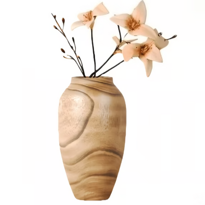 XGVGI Wooden Flower Vase, Farmhouse Vase Decor with Glass Liner, Rustic Decorative Vase for Table, Shelf, Entryway
