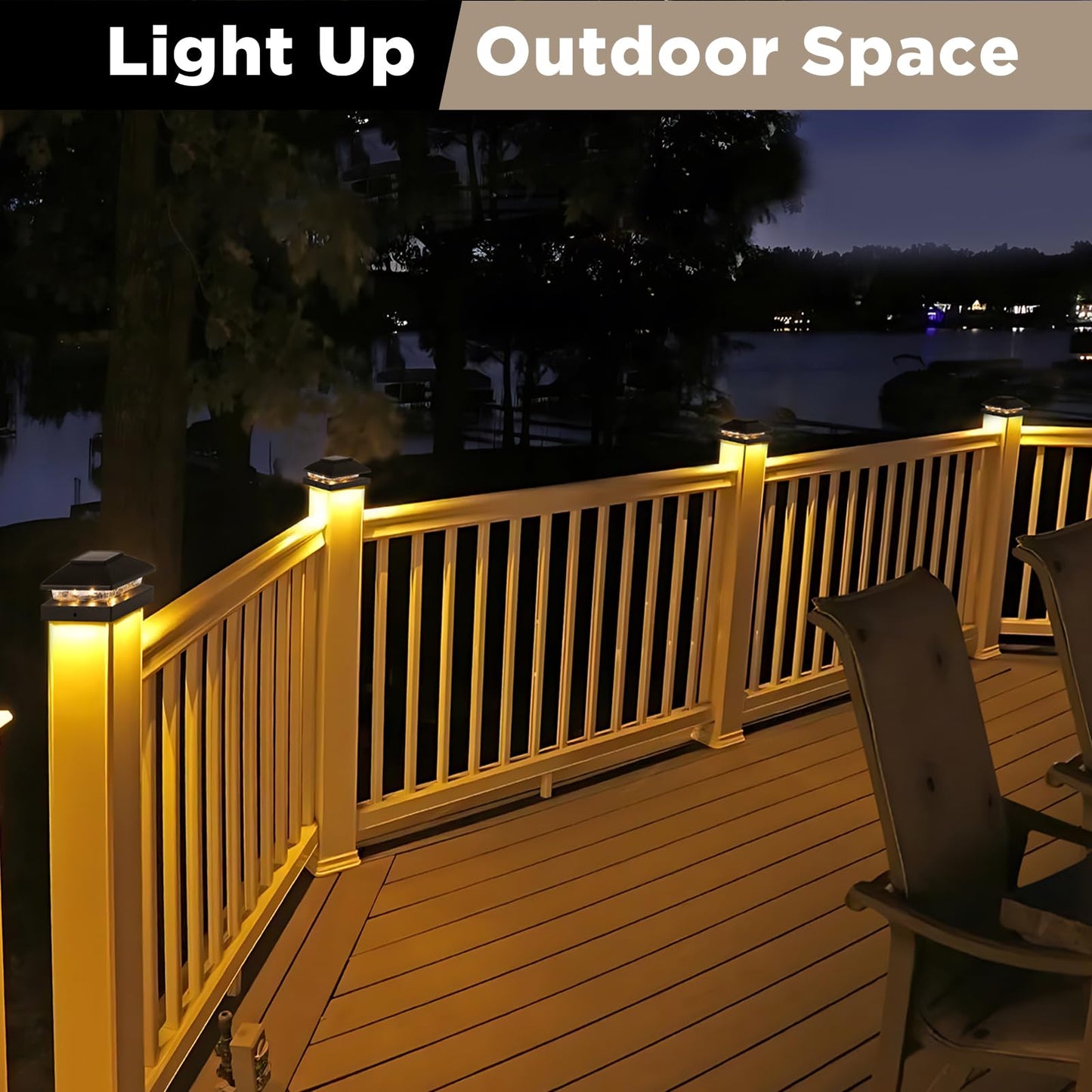 MEHOOM 8 Pack Solar Post Cap Lights Outdoor, Warm White LED Fence Post Lights for 4x4 Posts, Solar Powered Outdoor Waterproof Deck Lights with Auto On/Off for Garden Patio Fence