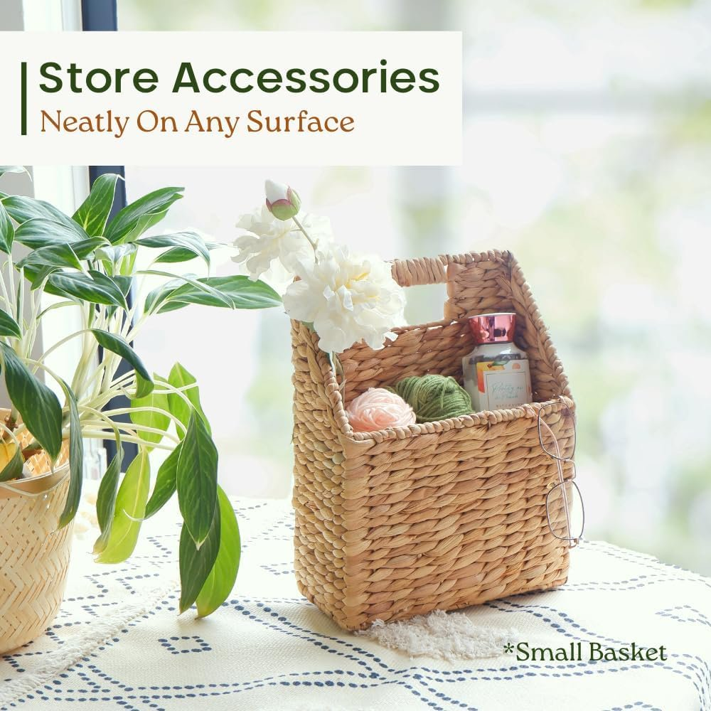 MEHOOM Wicker Storage Baskets, Hanging Wall Baskets for Organizing Files, Mail, Books, and Accessories (2 Pack)