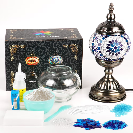 MEHOOM Classic DIY Mosaic Lamp Kit,Turkish Crafts Kit for Adult,Moroccan Decor, Perfect Gift for Her or Him