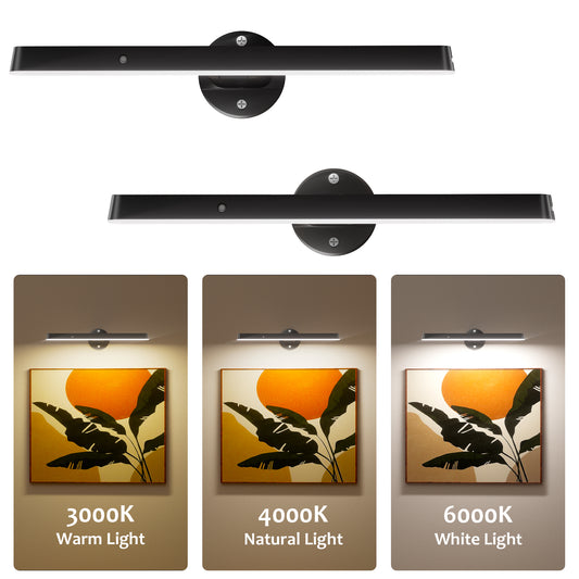MEHOOM LED Wall Lights for Picture, Controller & Timer, 5400mAh Rechargeable Battery Lights for Painting, Colors Temperatures and Dimmable Art Display Light for Gallery Living Room Wall Decor-2PCS