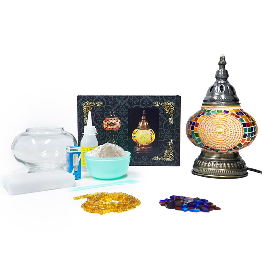 MEHOOM DIY Mosaic Lamp Kit,Yellow Turkish Crafts Kit for Adult,Moroccan Decor, Perfect Gift for Her or Him