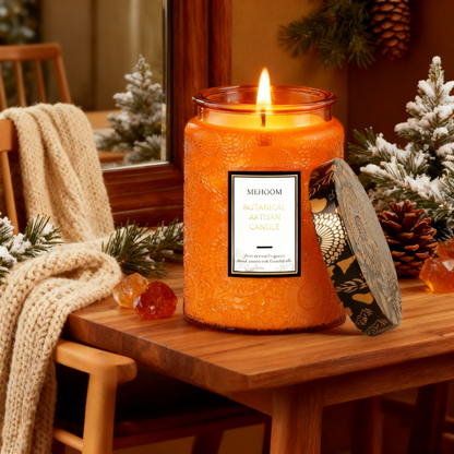 MEHOOM Cedarwood & Amber Wood Wick Scented Candle, 20oz Large Beeswax & Soy Blend, Clean Burning 100-Hour Candle, Cozy Gift for Home Decor