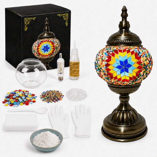MEHOOM Classic DIY Mosaic Lamp Kit, Turkish Crafts Kit for Adult, Moroccan Decor, Perfect Gift for Her or Him (Multicolor)