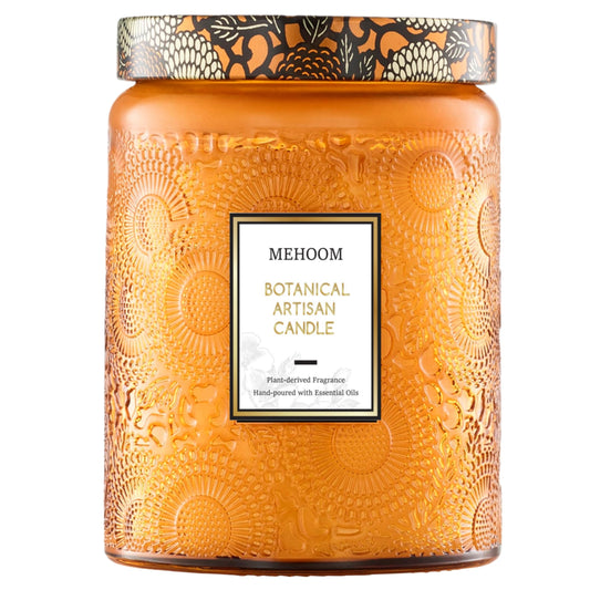 MEHOOM Lemon Wood Wick Scented Candle, 20oz Large Beeswax & Soy Blend, Clean Burning 100-Hour Candle, Cozy Gift for Home Decor