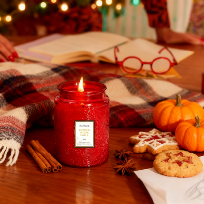 MEHOOM Pumpkin & Spice Wood Wick Scented Candle, 20oz Large Beeswax & Soy Blend, Clean Burning 100-Hour Candle, Cozy Gift for Home Decor