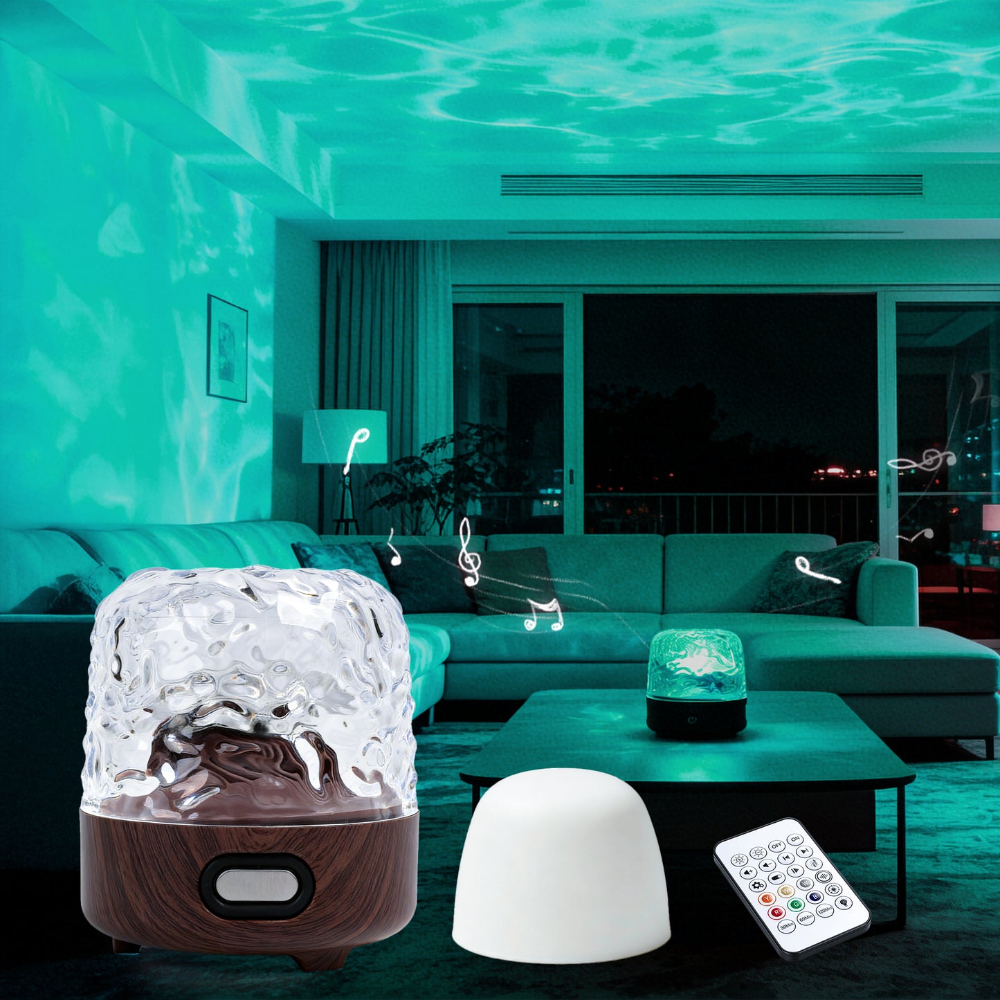 MEHOOM 16 Color Noise Sound Machine & Night Light, 3D Ocean Wave Projector Light for Sleep Adults/Kids, Bluetooth, Timer, Dimmable & Control, Rechargeable LED Lights for Bedroom