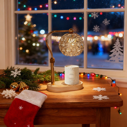 MEHOOM Crystal Candle Warmer Lamp with Dimmer Timer, Adjustable Height Warmer for Jar Candles, with 2 Bulbs, Home Decor Gifts for Bedroom Living Room
