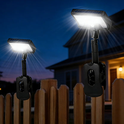 MEHOOM Clip On Solar Motion Lights Outdoor, 500LM 96 LEDs, 3 Color Modes, 360° Adjustable Solar Lights, Solar Waterproof Solar Powered Outdoor Lights for Deck, Fence, Camping (2 Pack)
