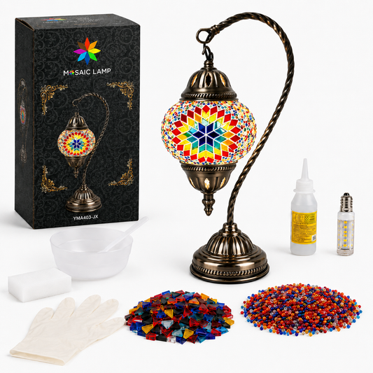 MEHOOM DIY Mosaic Gooseneck Lamp Kit,Turkish Crafts Kit for Adult,Moroccan Decor, Perfect Gift for Her or Him (Multicolor)