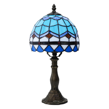 MEHOOM Tiffany Style Table Lamp with Stained Glass Lamp Shade, LED 3 Color,Auto Timer Dimmable,Bedroom, Living Room