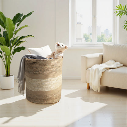 MEHOOM 100L Handmade Woven Storage & Organization,Toys Storage Baskets & Bins,Large Decorative Baskets with Handle, Blanket Basket for Living Room