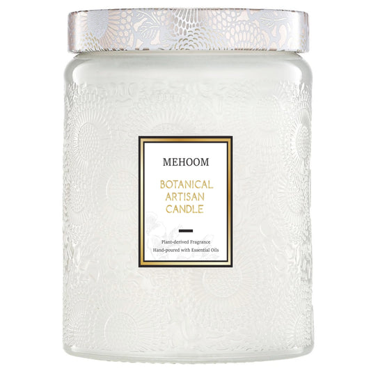 MEHOOM Coconut Beach Wood Wick Scented Candle, 20oz Large Beeswax & Soy Blend, Clean Burning 100-Hour Candle, Cozy Gift for Home Decor
