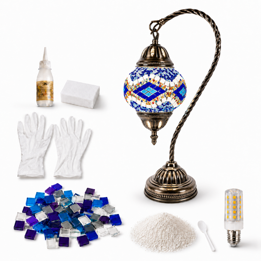 XGVGI DIY Mosaic Gooseneck Lamp Kit,Turkish Crafts Kit for Adult,Moroccan Decor