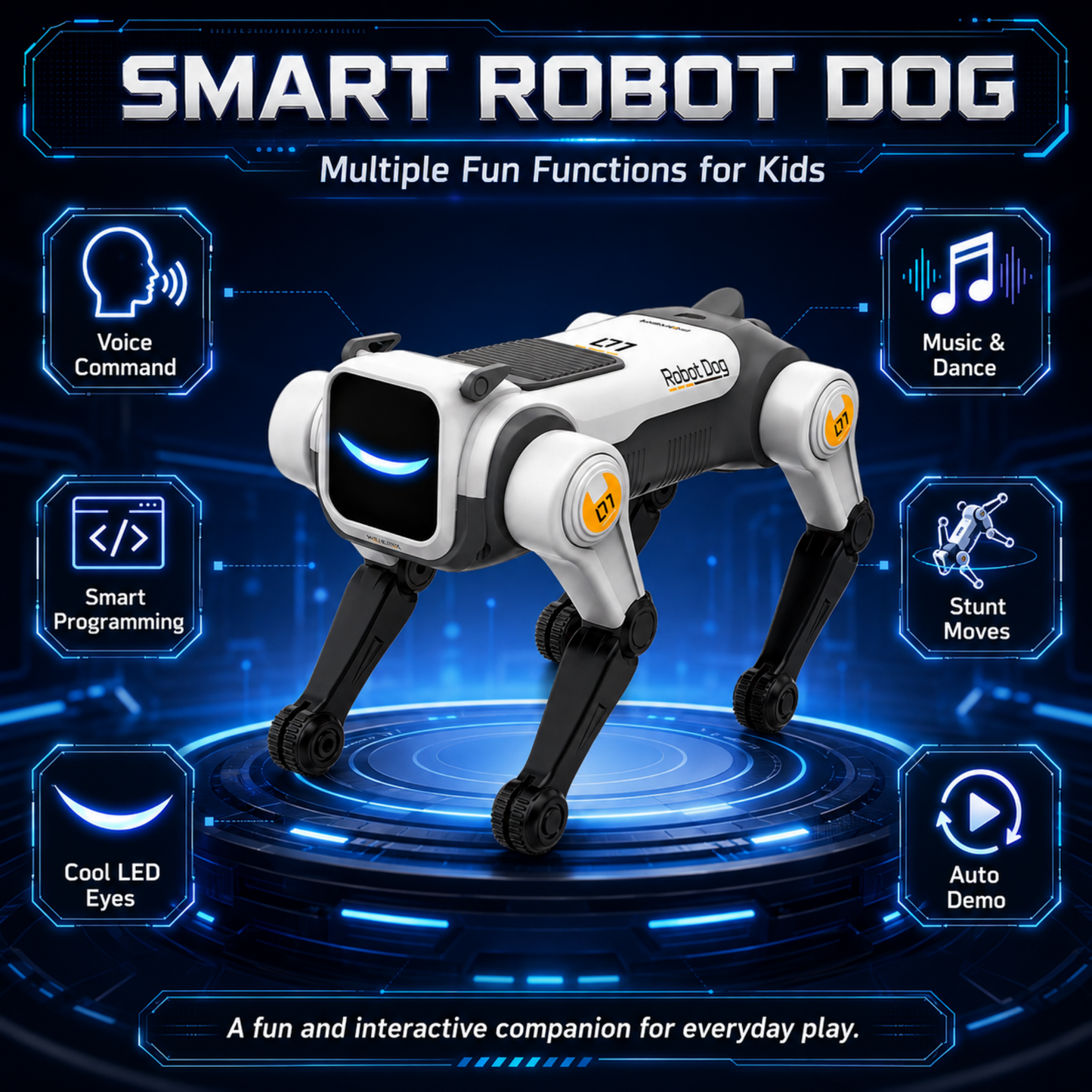Smart Robot Dog, Interactive Robo Pet for Kids with Voice Control & Remote, Stunt Robot Toy with Backflip, Dancing, Singing & Sensor Mode, Educational Robot for Ages 3+