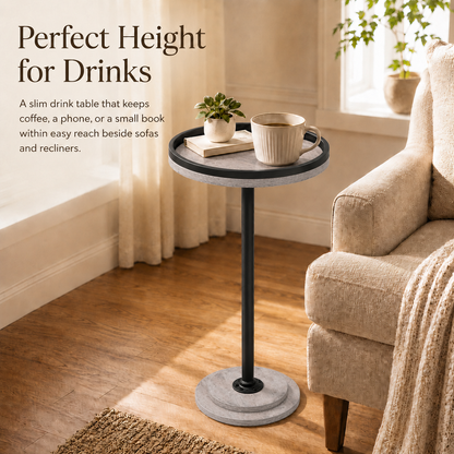 MEHOOM Round Side Table, White Drink Table for Small Spaces, Modern Accent End Table for Living Room, Bedroom