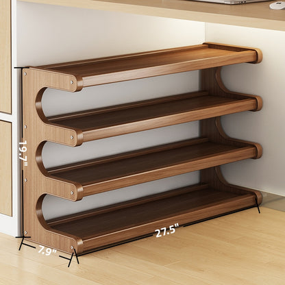MEHOOM 4 Tier Bamboo Shoe Rack Organizer for Closet, Entryway, Dorm, Garage, Sturdy Shoe Storage Shelf, 28"x11"x20" (Natural)