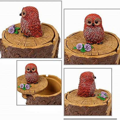 XGVGI Resin Forest Owl Stump Ashtray with Lid, Windproof, Father's Day Gift Ideas