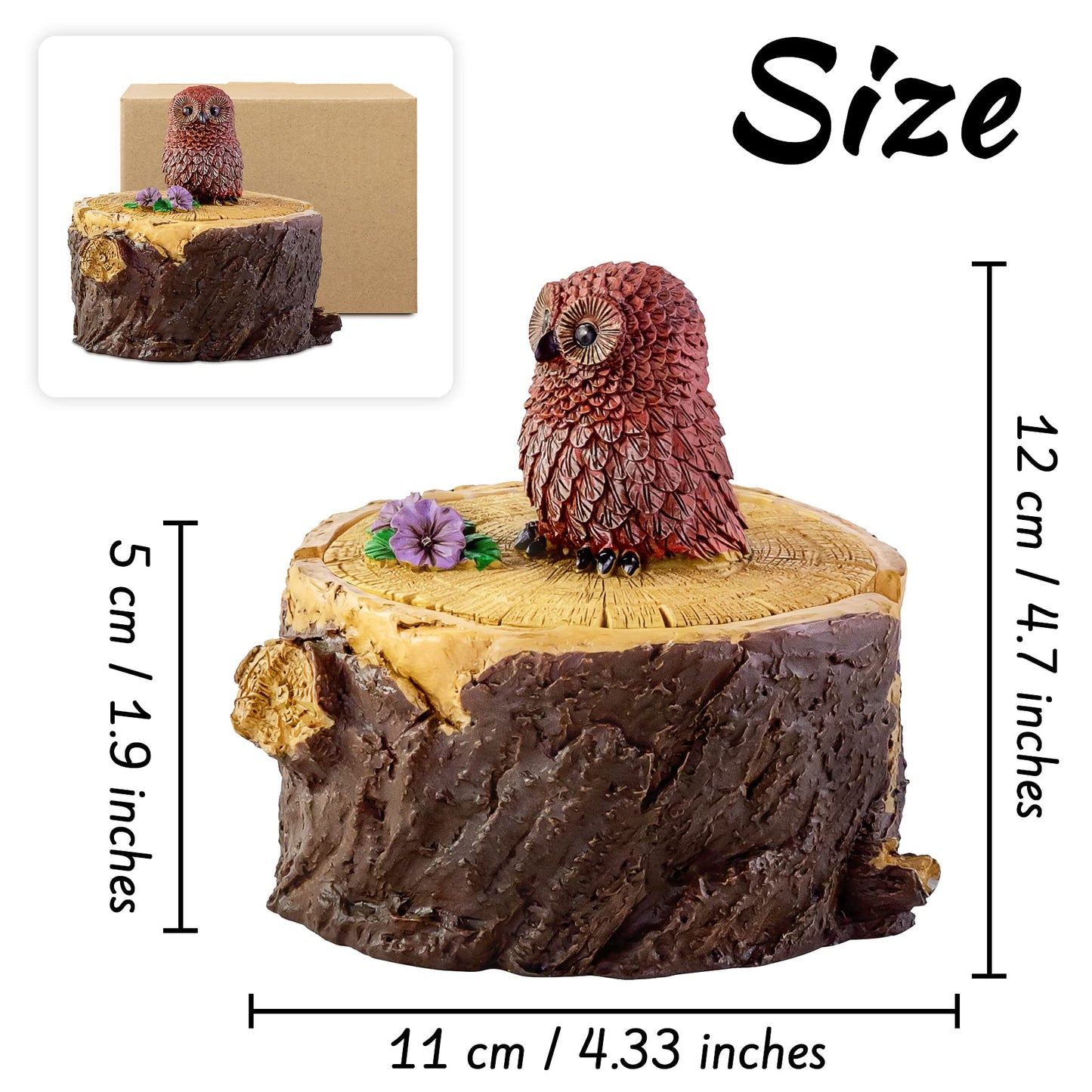 XGVGI Resin Forest Owl Stump Ashtray with Lid, Windproof, Father's Day Gift Ideas