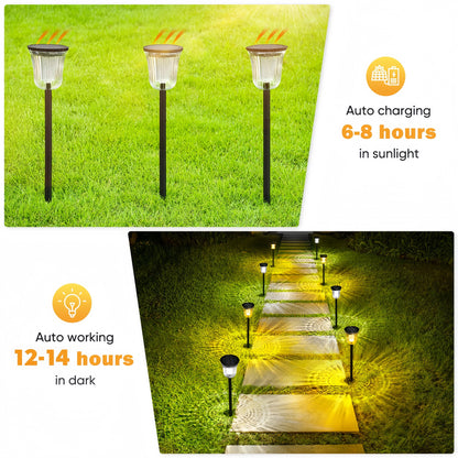 MEHOOM 200 Lumens Solar Landscape Lights Outdoor, 4 Pack Warm & White Solar Pathway Lights, 1800mAh Battery, IP65 Waterproof Garden Lights for Yard Lawn Walkway Patio