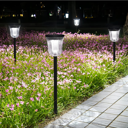 MEHOOM 200 Lumens Solar Landscape Lights Outdoor, 4 Pack Warm & White Solar Pathway Lights, 1800mAh Battery, IP65 Waterproof Garden Lights for Yard Lawn Walkway Patio
